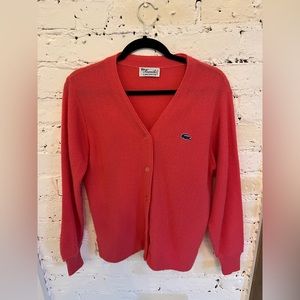 Hot Pink Vintage Lacoste Cardigan -1980s - Medium